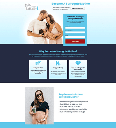Custom Landing Page Design Example 3